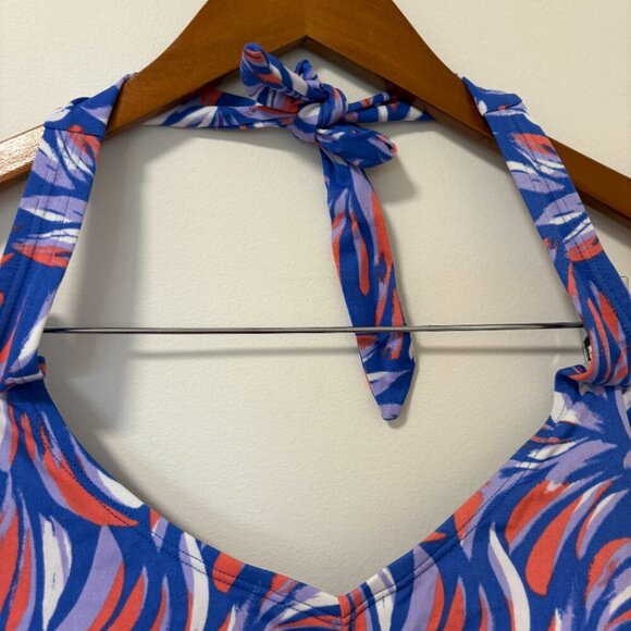 SPEEDO Women's Printed Halter One Piece Swimsuit Size 16 Blue Red Endurance - Picture 6 of 12